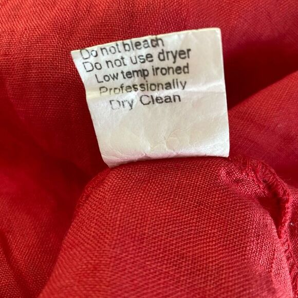 Terzo Millennio Italy Linen Drop Ruffle Women's Red Midi Long Dress Size XS - Picture 10 of 10